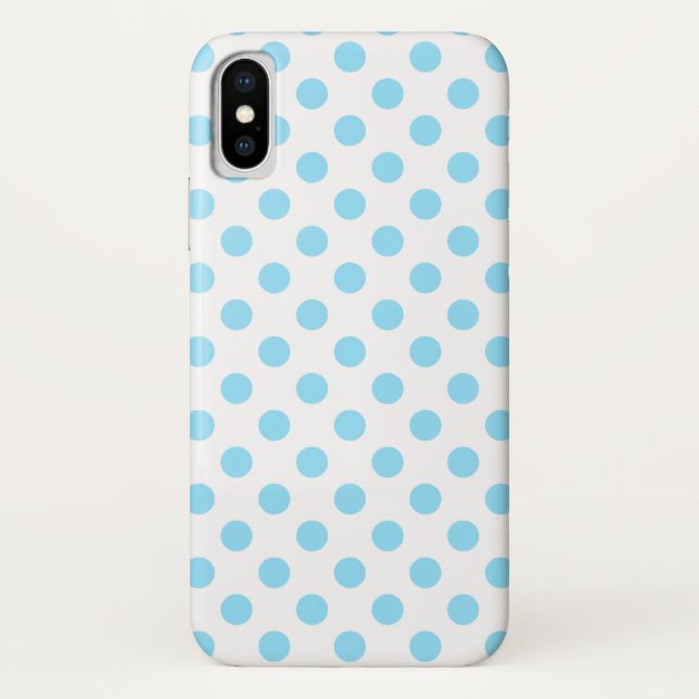 Baby blue and white polka dots Case-Mate iPhone case (Back)