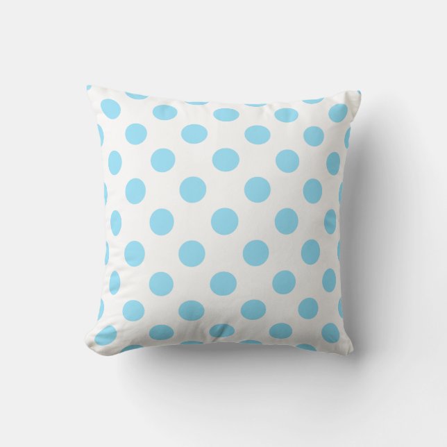 Baby blue and white polka dots cushion (Front)