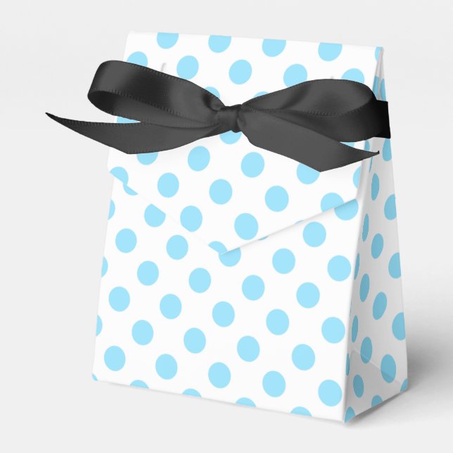 Baby blue and white polka dots favour box (Front Side)
