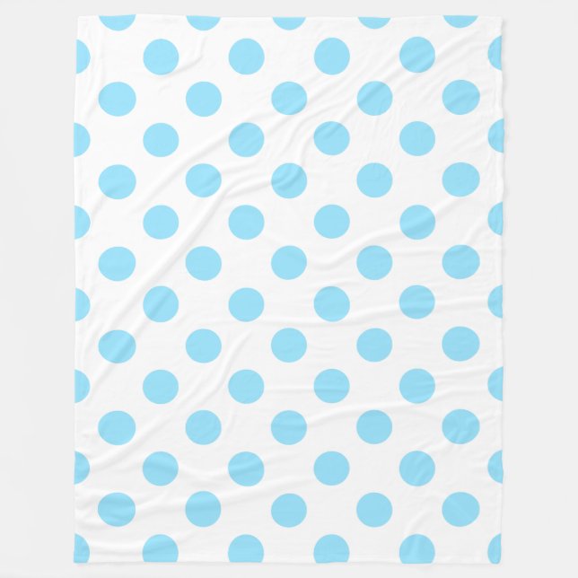 Baby blue and white polka dots fleece blanket (Front)