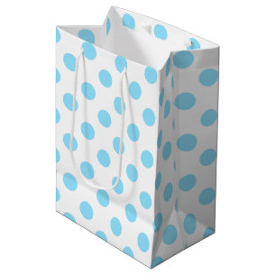 Baby blue and white polka dots medium gift bag