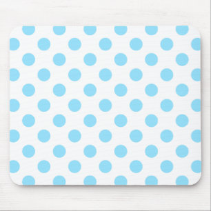 Baby blue and white polka dots mouse mat