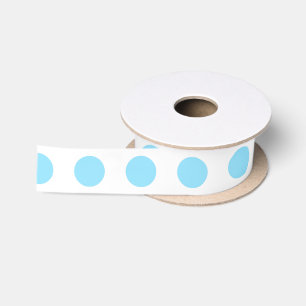 Baby blue and white polka dots satin ribbon