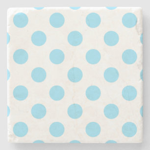 Baby blue and white polka dots stone coaster