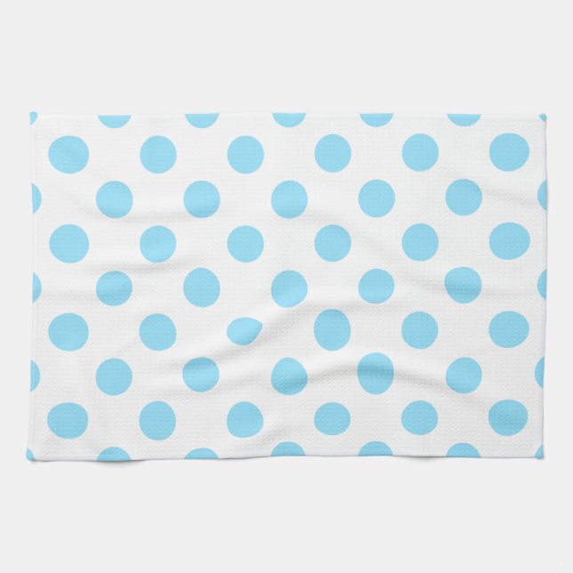 Baby blue and white polka dots tea towel (Horizontal)