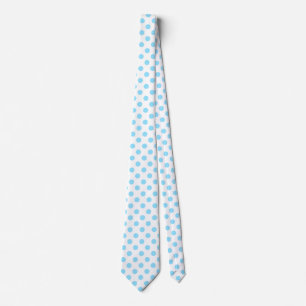 Baby blue and white polka dots tie