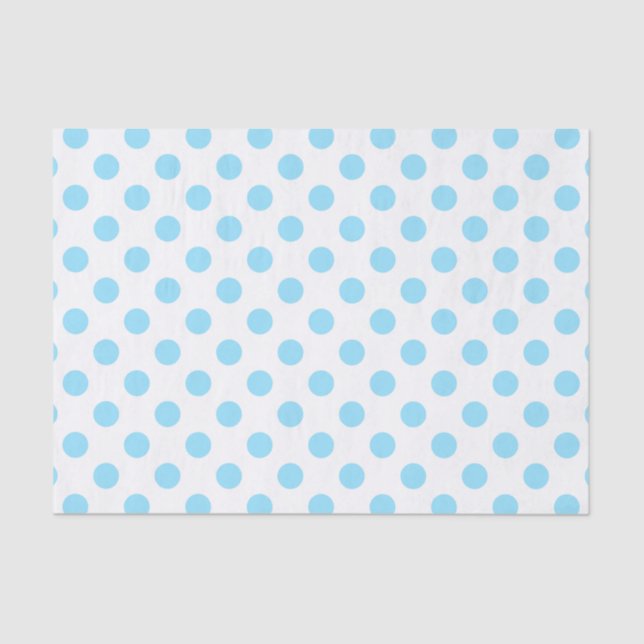 Baby blue and white polka dots tissue paper (Front)