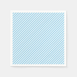 Baby Blue and White Small Diagonal Stripes Paper Napkin