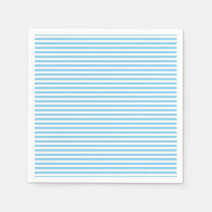 Baby Blue and White Small Horizontal Stripes Paper Napkin