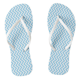 Baby Blue and White Small Vertical Chevron Stripes Flip Flops