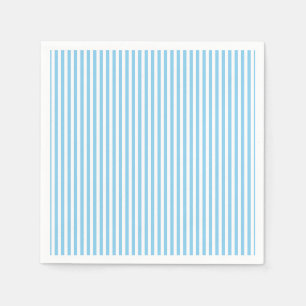 Baby Blue and White Small Vertical Stripes Paper Napkin