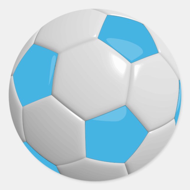 Baby Blue and White Soccer Ball Classic Round Sticker (Front)