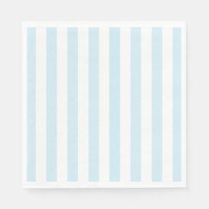 Baby blue and white striped paper napkins