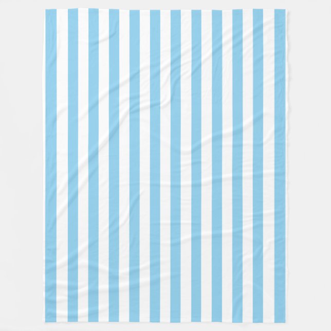Baby Blue And White Stripes Fleece Blanket (Front)