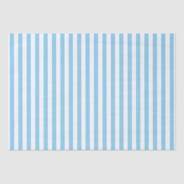 Baby Blue And White Stripes Tissue Paper (Front)