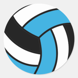 Baby Blue and White Volleyball Classic Round Sticker