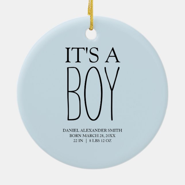 Baby Blue Baby Boy Photo Ceramic Tree Decoration (Back)