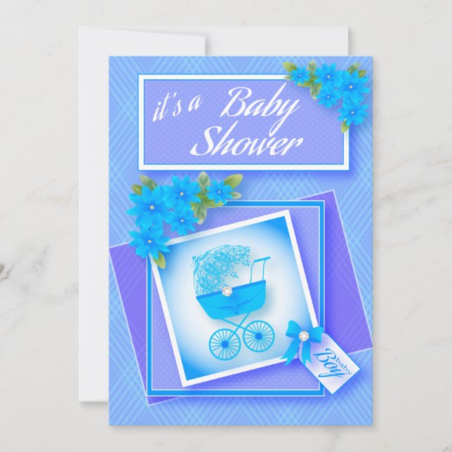 Baby Blue  | Baby Boy Shower Party Invitation (Front)
