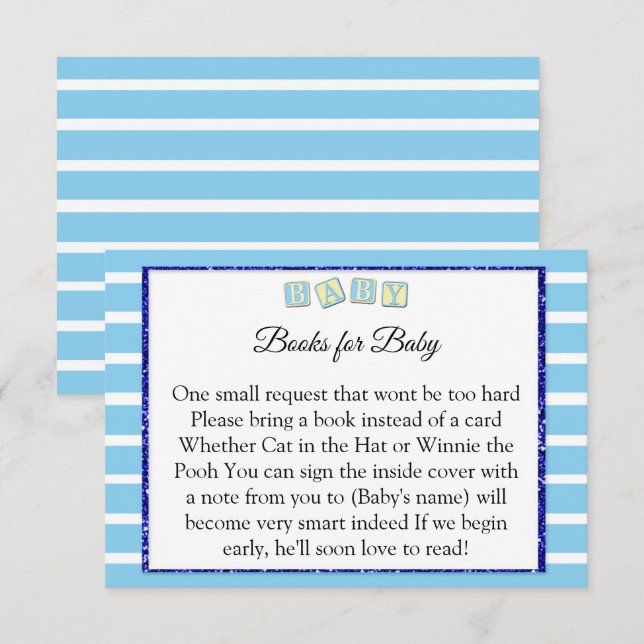 Baby Blue baby Shower Books For Baby Card (Front/Back)