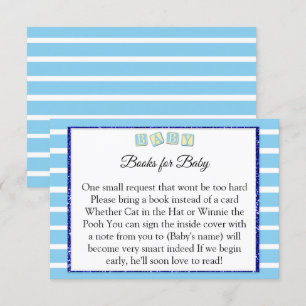 Baby Blue baby Shower Books For Baby Card