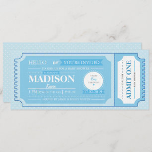 Baby Blue Baby Shower Event Ticket Invitation
