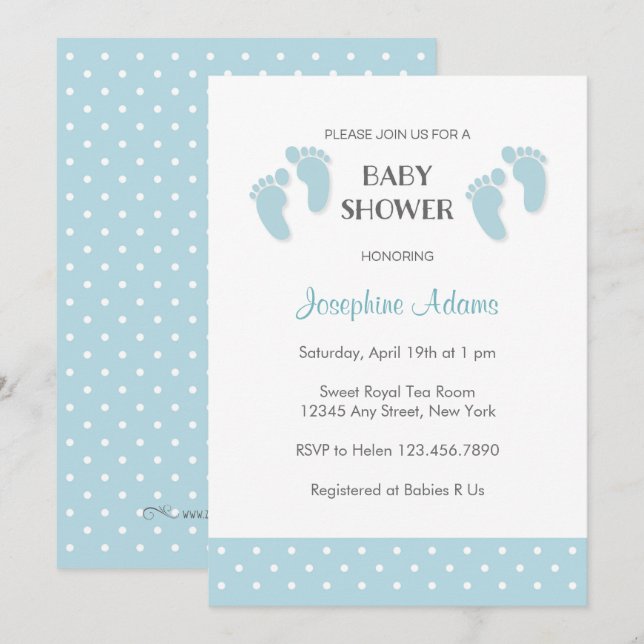Baby Blue Baby Shower Invitation (Front/Back)