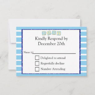 Baby Blue baby Shower RSVP Card