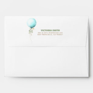 Baby Blue Balloon Elegant Cute Baby Shower Envelope