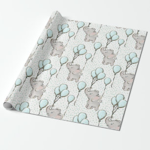Baby Blue Balloons Wrapping Paper