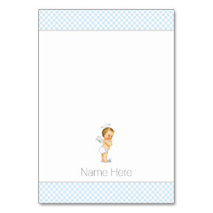 Baby Blue Baptism Tented Table Cards