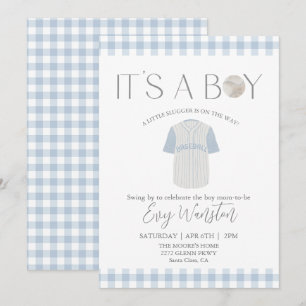 Baby blue baseball Oh, boy baby shower invitation
