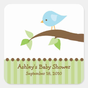 Baby Blue Bird Baby Shower Square Sticker! Square Sticker
