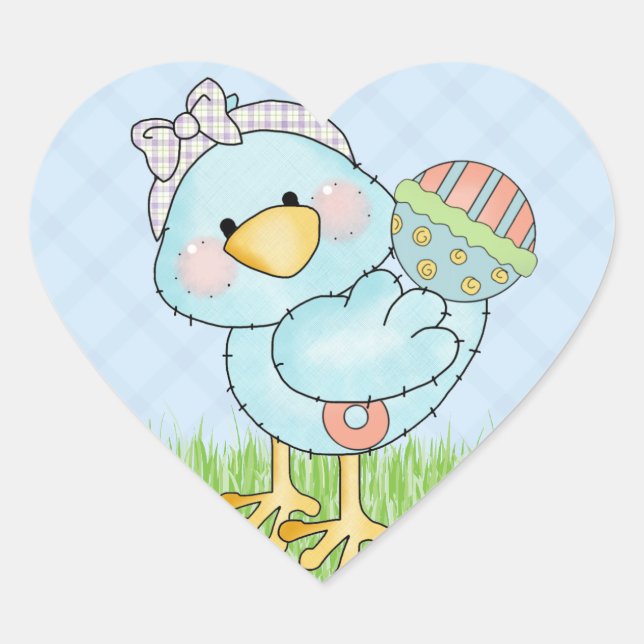 Baby Blue Bird Heart Sticker (Front)