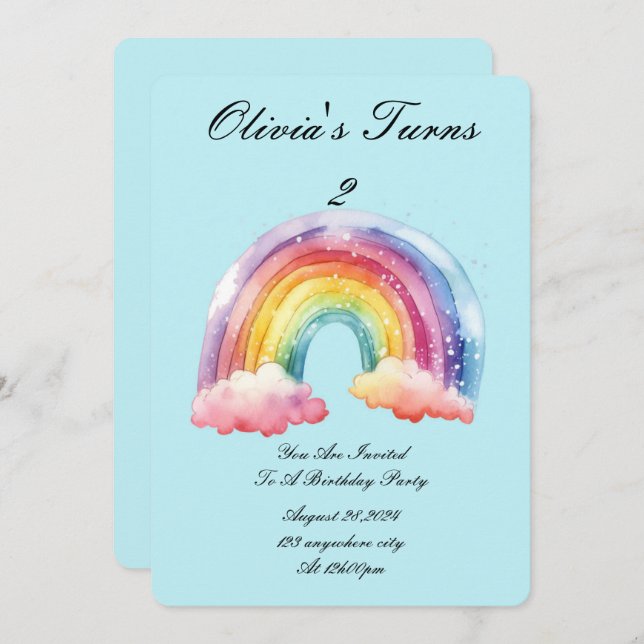 baby blue birthday party invitation (Front/Back)