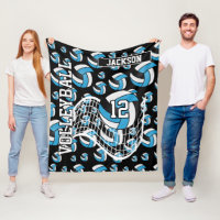 Baby Blue, Black and White Volleyball Pattern