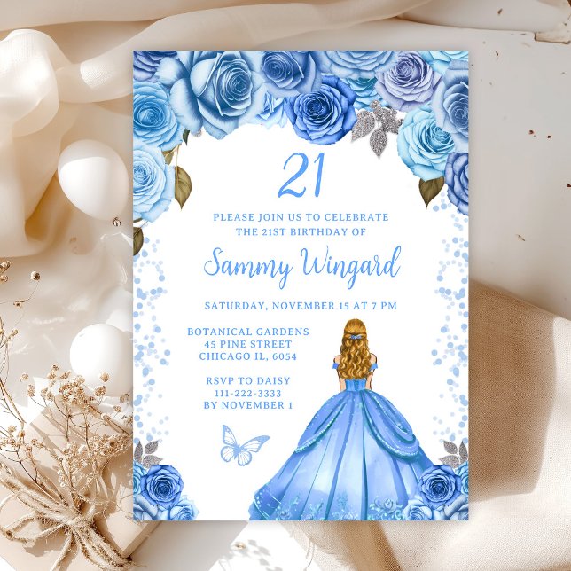 Baby Blue Blonde Hair Princess Birthday Party Invitation (Creator Uploaded)
