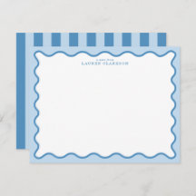 Baby Blue & Blue Wavy Border Note Card
