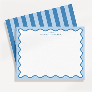 Baby Blue & Blue Wavy Border Note Card