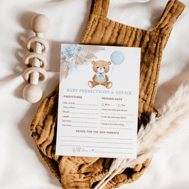 Baby Blue Boho Teddy Bear Predictions Advice Card (Creator Uploaded)