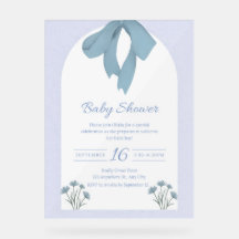 Baby Blue Bow Baby Shower Invitation