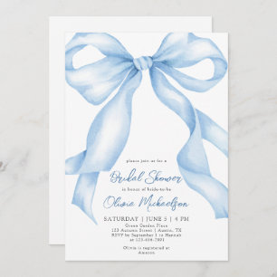 Baby Blue Bow Coquette Ribbon Bridal Shower Invitation