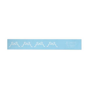 Baby Blue Boy Announcement Bows Return Address Wrap Around Label