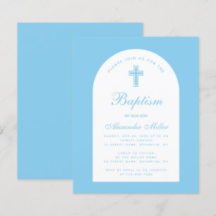 Baby Blue Boy Baptism Arch Budget  Invitation 