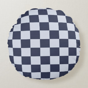 Baby Blue Boy Geometric Square Pattern Quilt Round Cushion