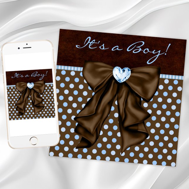 Baby Blue Brown Baby Boy Shower Invitation (Baby Blue Brown Baby Shower Invitation. Instant download and printed invitations available.)