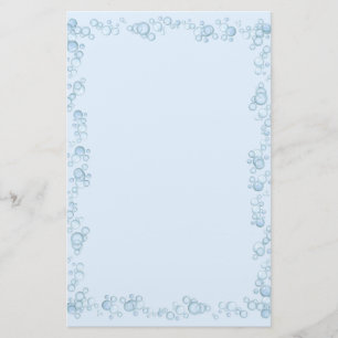 Baby Blue Bubble Border Design Stationery