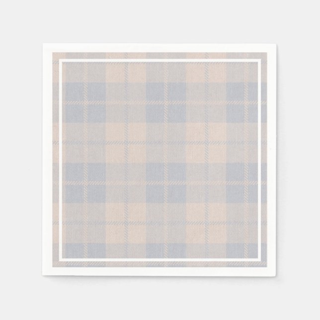 Baby Blue Buffalo Plaid Burlap Napkins (Front)