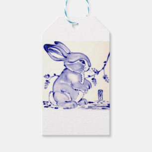 Baby Blue Bunny Rabbit Gift Wrap Tags