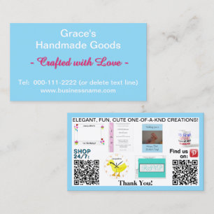 Baby Blue Business QR Code Photos Logo 3.5 x 2.0 Card