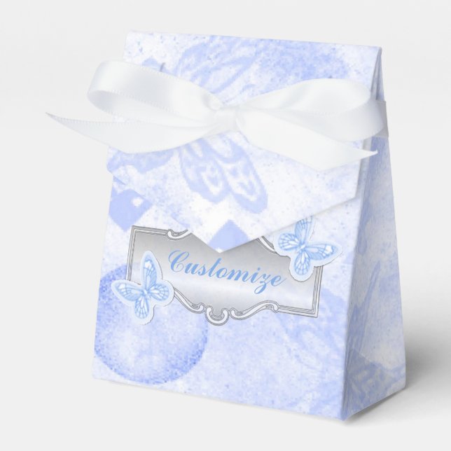 Baby Blue Butterflies & Balloons Favour Box (Front Side)